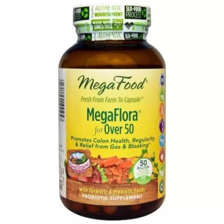 Пробіотики MegaFood MegaFlora for Over 50 Probiotic with Turmeric 90 капсул