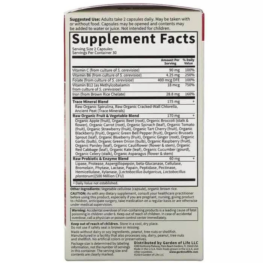 Комплекс для здоров'я крові Garden of Life Healthy Blood 60 веганських капсул: ціни та характеристики
