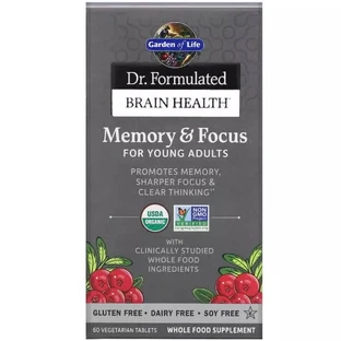 Комплекс для мозга, памяти и концентрации внимания Garden of Life Dr. Formulated Brain Health для молодых и взрослых 60 вегетарианских таблеток