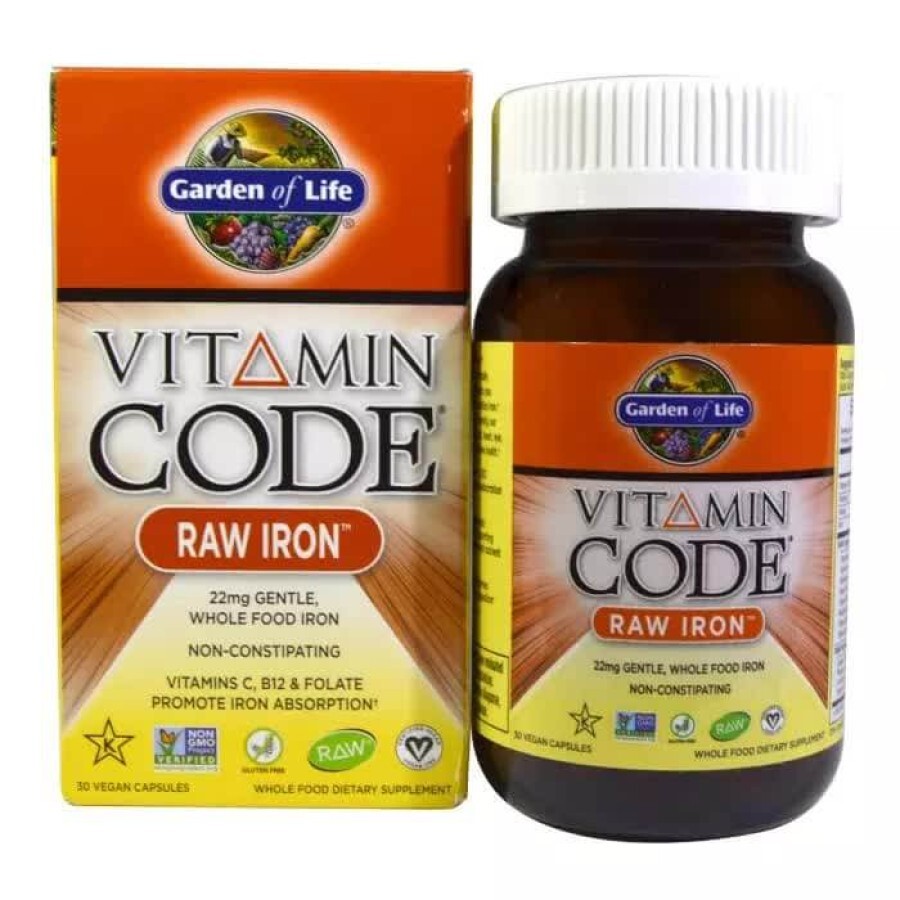 Сырое железо с витаминами и пробиотиками Garden of Life Vitamin Code 30 гелевых капсул: цены и характеристики