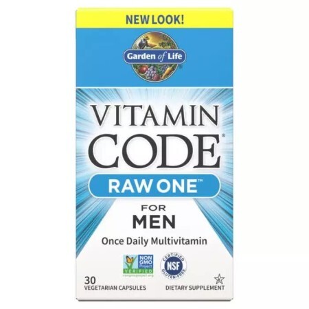 Сирі мультівітаміни для чоловіків Garden of Life Raw One for Men Vitamin Code 30 вегетаріанських капсул