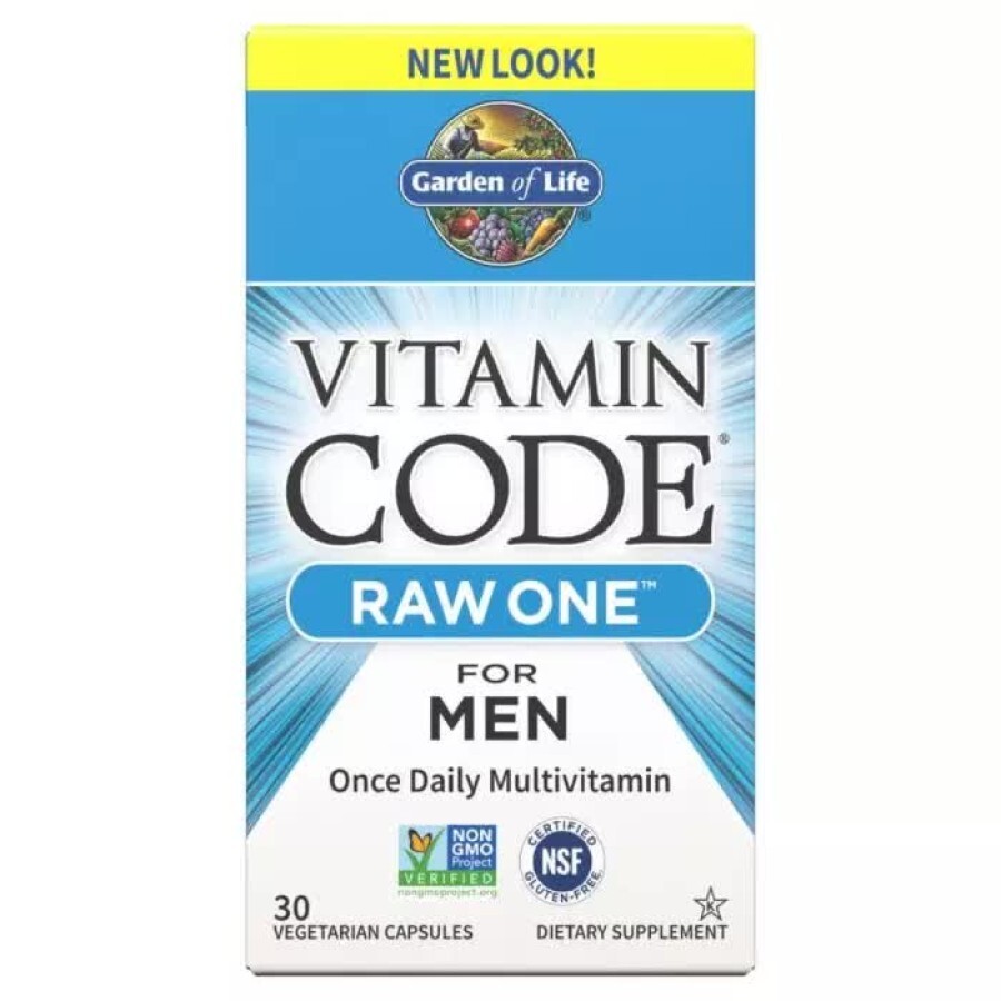 Сирі мультівітаміни для чоловіків Garden of Life Raw One for Men Vitamin Code 30 вегетаріанських капсул: ціни та характеристики