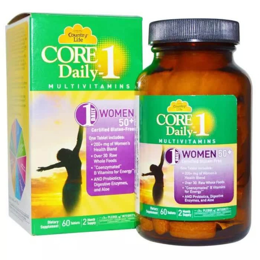 Мультивитамины для женщин 50+ Country Life Core Daily-1 60 таблеток : цены и характеристики