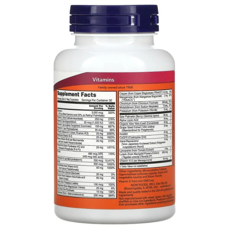 Витамины для мужчин Адам Adam Now Foods Men's Multi, 90 вегетарианских капсул: цены и характеристики