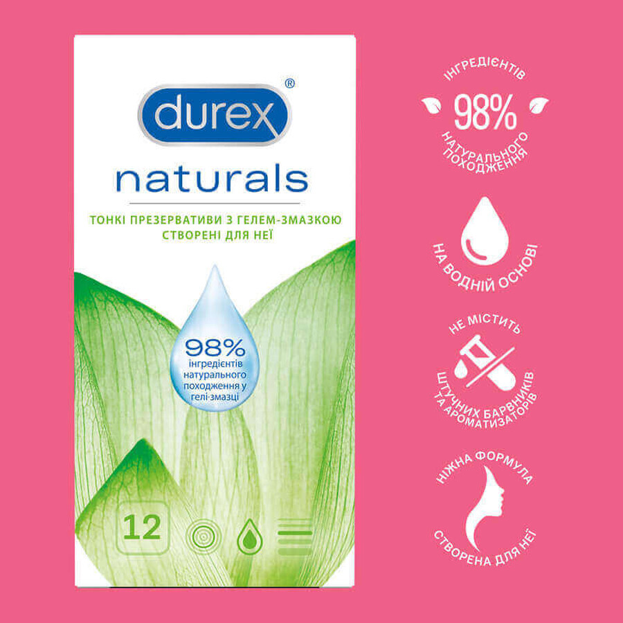 Презервативи Durex Naturals латексні з гелем-змазкою тонкі 12 шт: ціни та характеристики