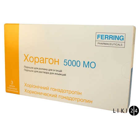 Хорагон пор. д/п ін. р-ну 5000 МО амп., з розч. в амп. 1 мл: ціни та характеристики