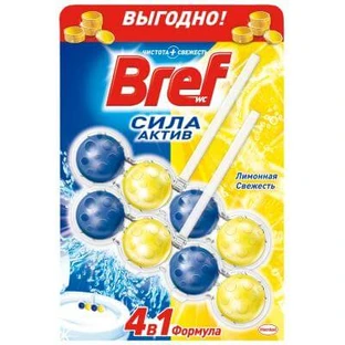 Туалетний блок Bref Сила Актив Дуопак Лимонна Свіжість 2х50 г