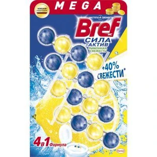 Туалетный блок Bref Сила Актив Лимонная Свежесть 4 шт