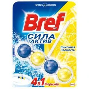 Туалетный блок Bref Сила Актив Лимонная Свежесть 50 г