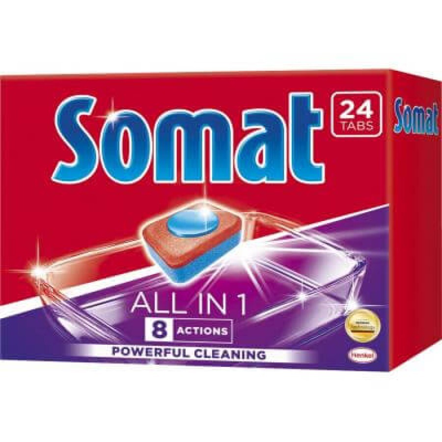 Таблетки для посудомоечных машин Somat All in 1 24 шт: цены и характеристики