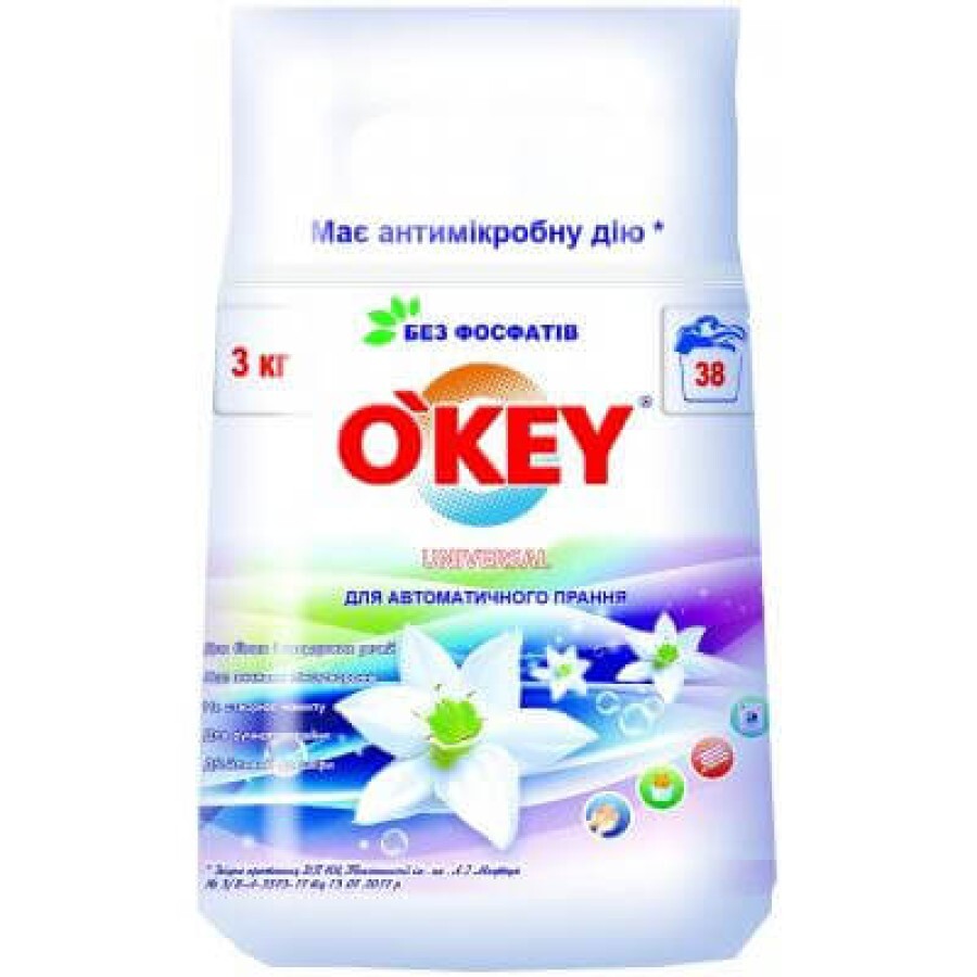Пральний порошок O'KEY Universal 3 кг: ціни та характеристики
