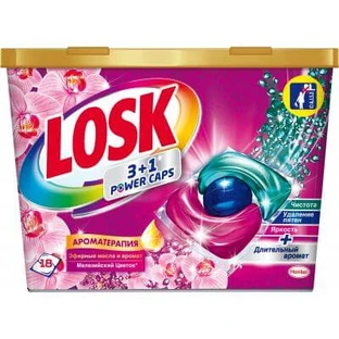 Капсули для прання Losk Тріо-капсули Ефірні олії та малазійська квітка 18 шт