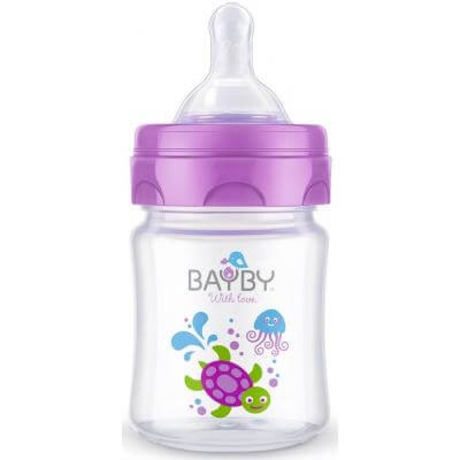Пляшечка для годування BayBy 120 мл 0 міс+ фіолетовий: ціни та характеристики