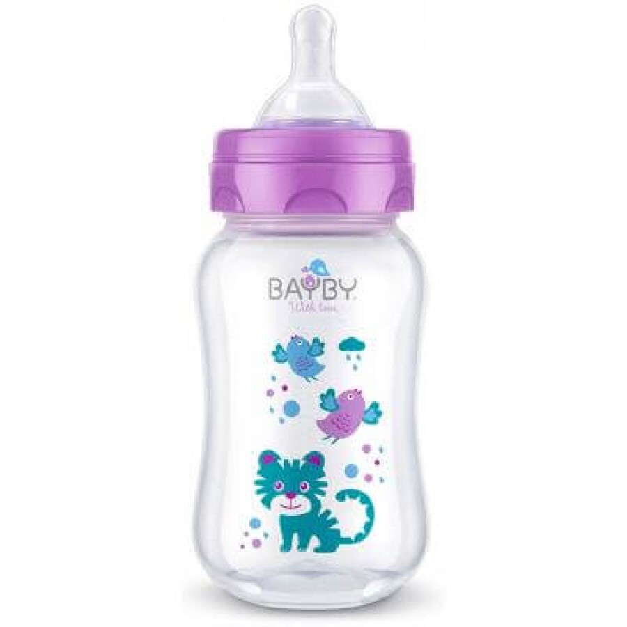 Пляшечка для годування BayBy 250 мл 0 міс+ фіолетовий: ціни та характеристики