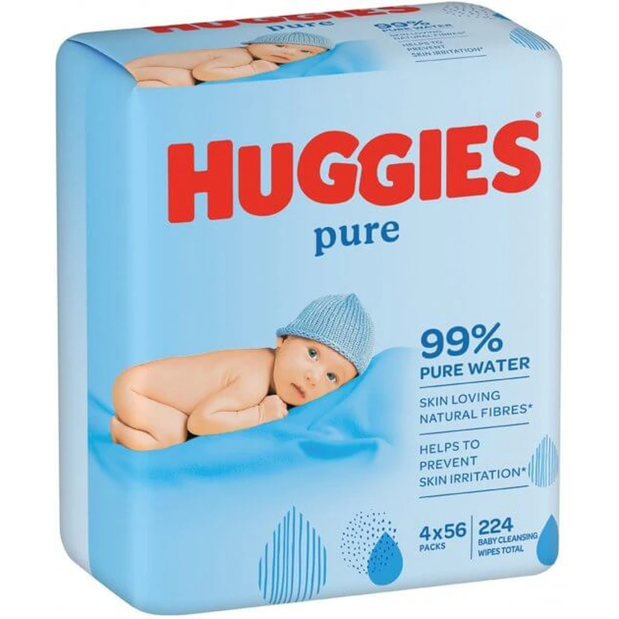 Детские влажные салфетки Huggies Pure 56 х 4 шт: цены и характеристики