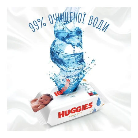 Дитячі вологі серветки Huggies Pure Extra Care 3 х 56 шт: ціни та характеристики