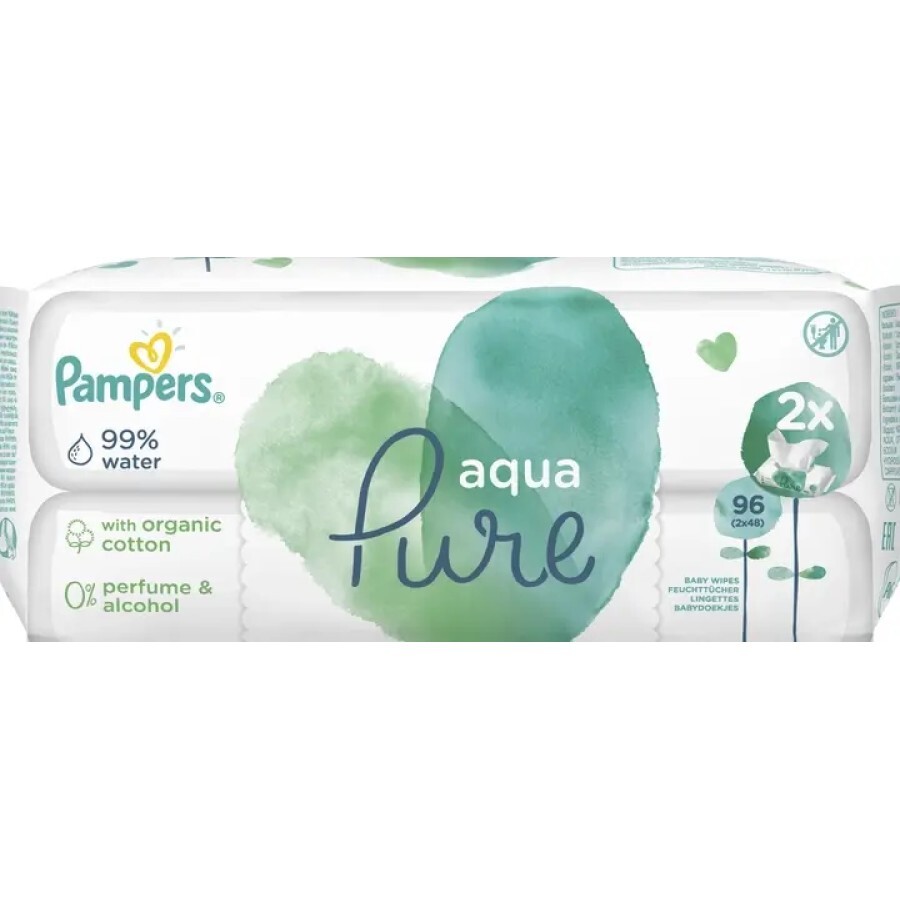 Детские влажные салфетки Pampers Aqua Pure 2x48: цены и характеристики