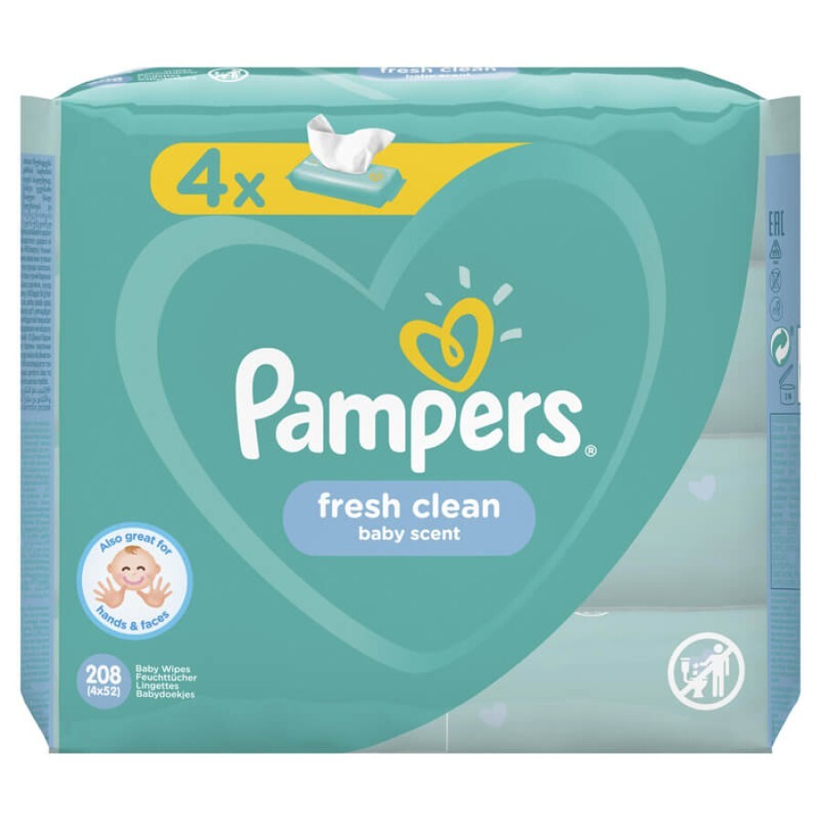 Детские влажные салфетки Pampers Fresh Clean 4х52 шт: цены и характеристики
