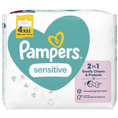 Дитячі вологі серветки Pampers Sens 4x52 шт: ціни та характеристики