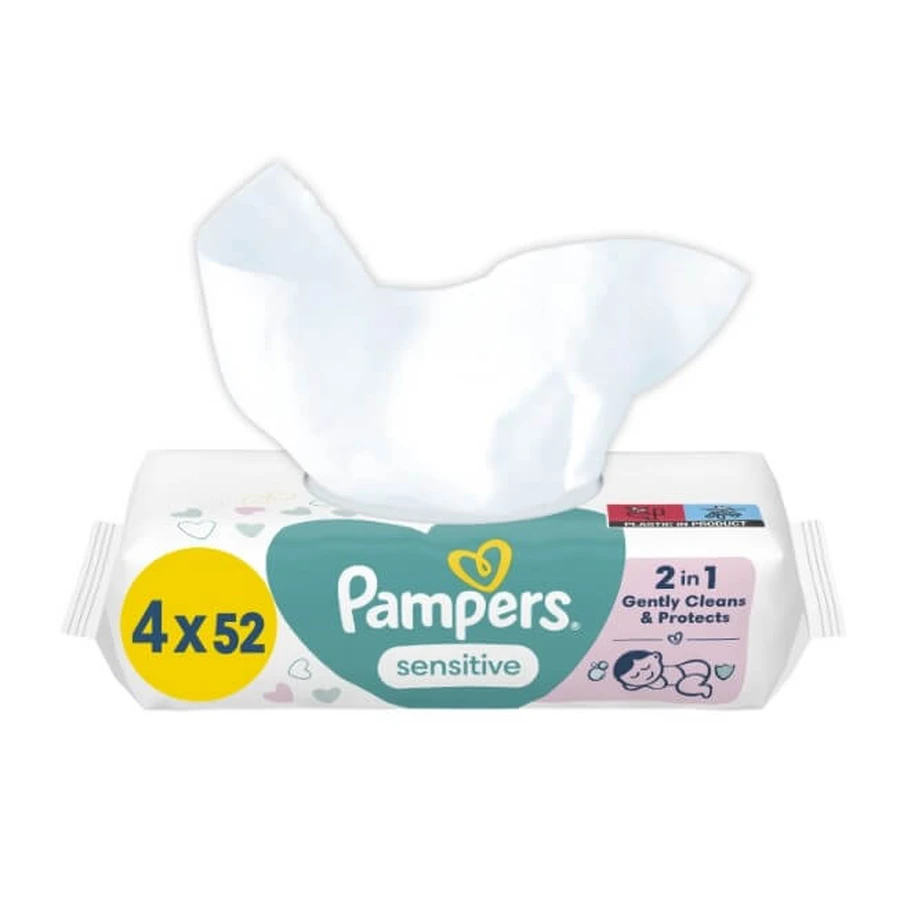 Дитячі вологі серветки Pampers Sens 4x52 шт: ціни та характеристики