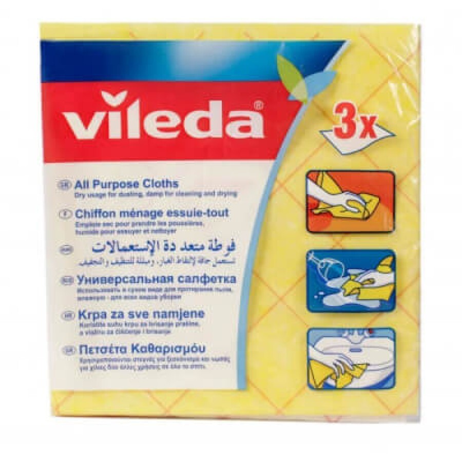 Серветки для прибирання Vileda Allpurpose Cloth 3 шт: ціни та характеристики