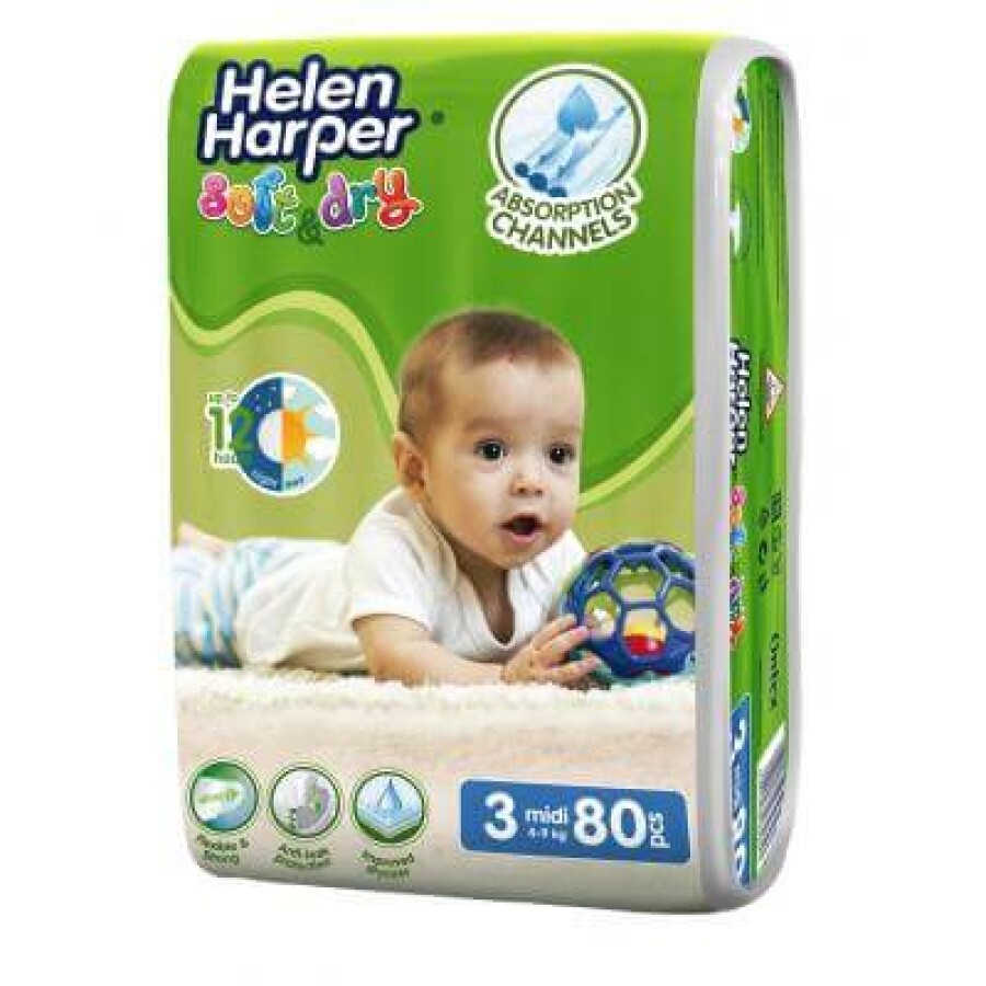 Підгузки Helen Harper Soft & Dry Midi 4-9 кг 80 шт: ціни та характеристики