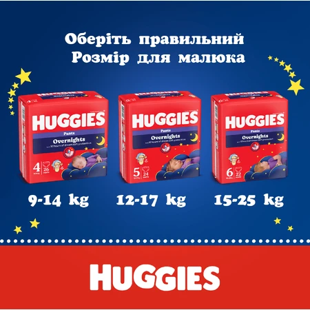 Подгузники-трусики Huggies Overnight р.4 (9-14 кг) 26 шт.: цены и характеристики