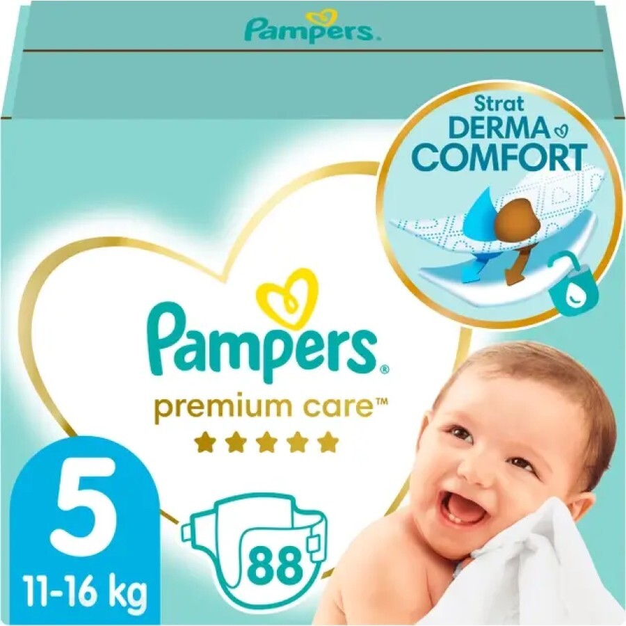 Підгузки Pampers Premium Care Junior Розмір 5 (11-16 кг), 88 шт: ціни та характеристики