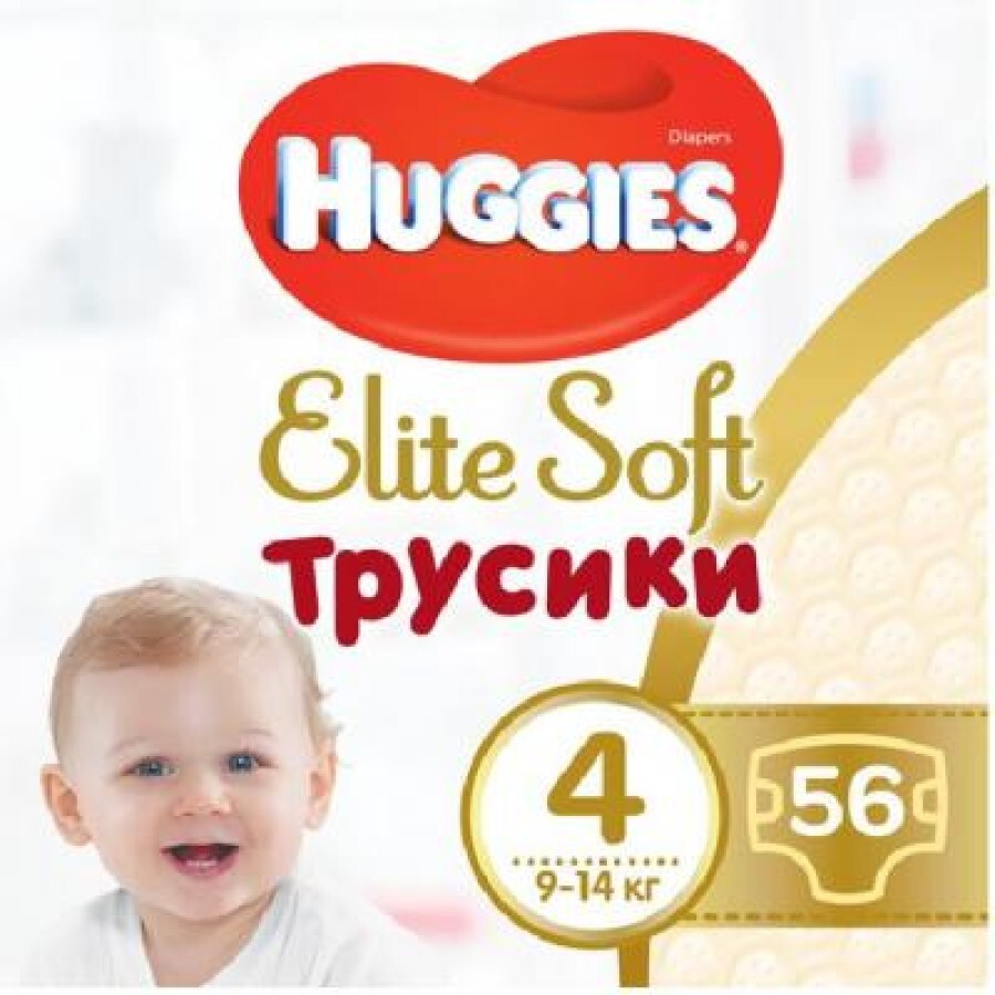 Подгузники Huggies Elite Soft Pants L размер 4 (9-14 кг) Giga 56 шт: цены и характеристики