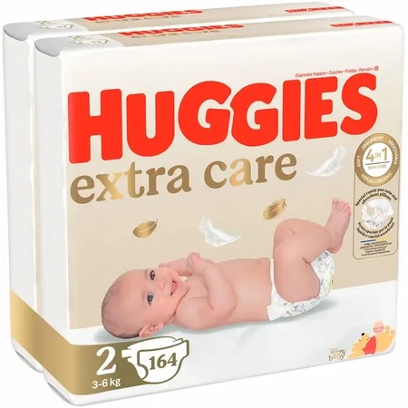 Подгузники Huggies Extra Care 2 Box (3-6 кг) 164 шт: цены и характеристики