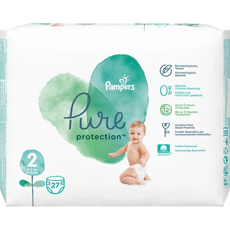Підгузки Pampers Pure Protection Розмір 2 Mini 4-8 кг 27 шт: ціни та характеристики
