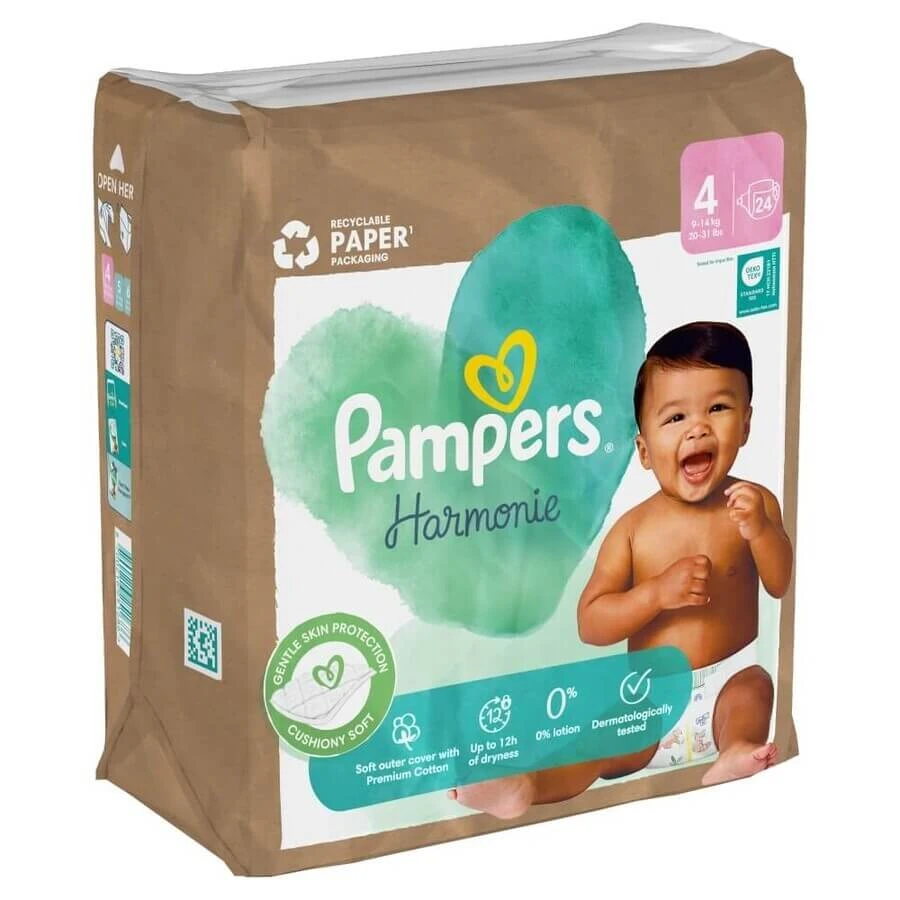 Підгузки Pampers Harmonie Розмір 4 (9-14 кг) 24 шт: ціни та характеристики