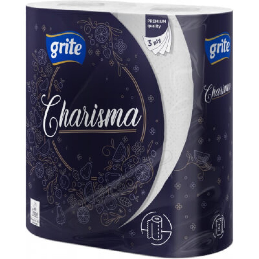 Бумажные полотенца Grite Charisma 3 слоя 2 рулона: цены и характеристики
