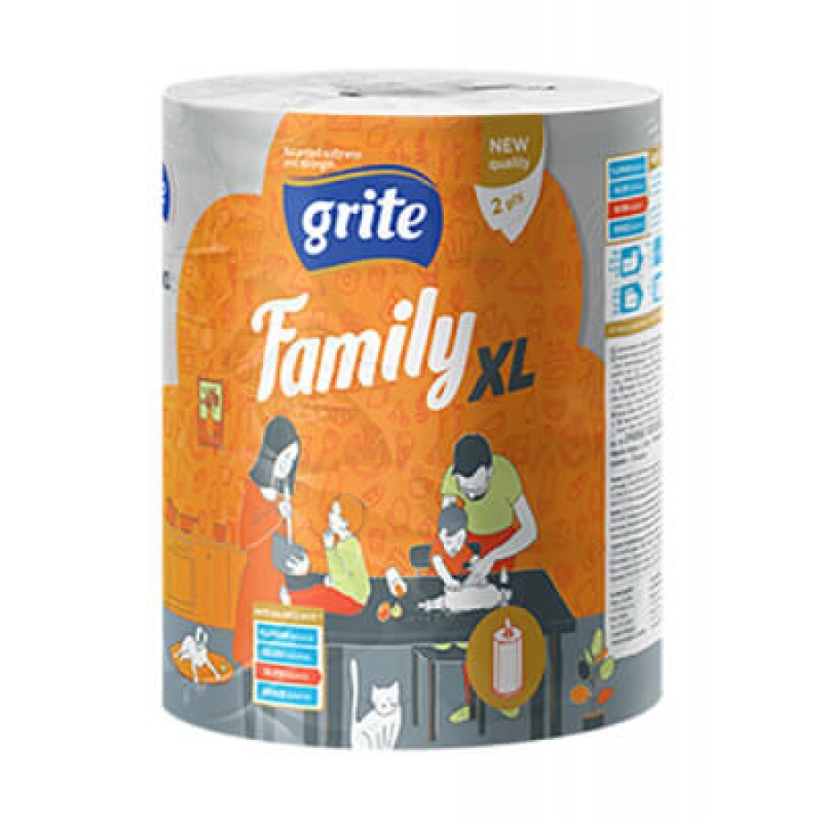 Бумажные полотенца Grite Family Jumbo XL 2 слоя 1 рулон: цены и характеристики