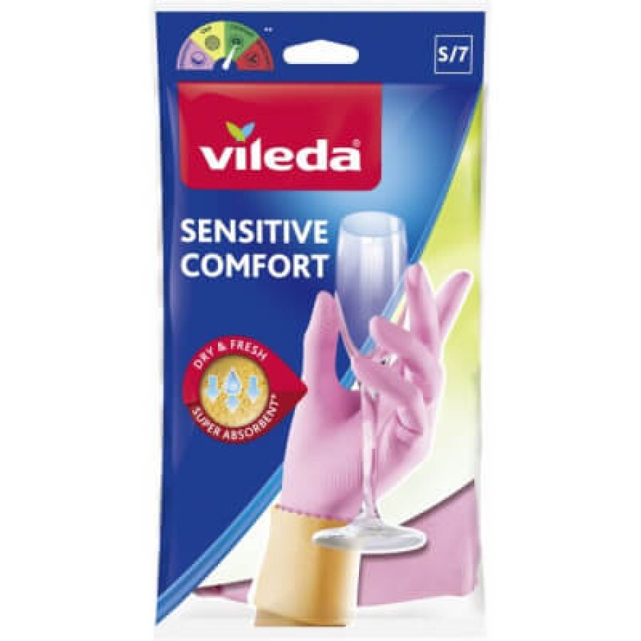 Рукавички господарські Vileda Sensitive ComfortPlus латексні для делікатних робіт S 1 пар: ціни та характеристики