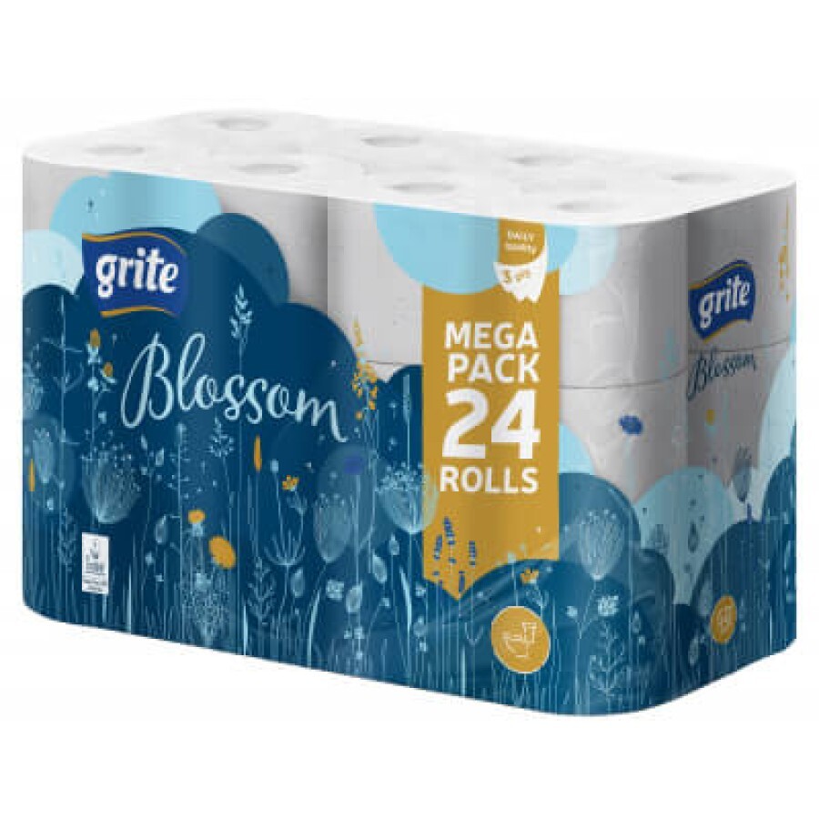 Туалетний папір Grite Blossom 3 шари 24 рулони: ціни та характеристики