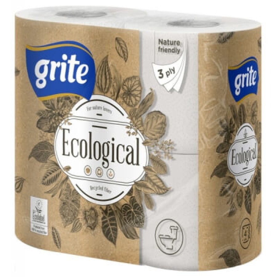 Туалетная бумага Grite Ecological Plius 3 слоя 4 рулона: цены и характеристики