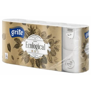 Туалетная бумага Grite Ecological Plius 3 слоя 8 рулонов