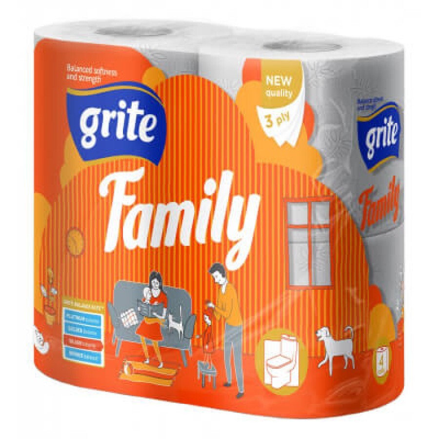 Туалетний папір Grite Family 3 шари 4 рулони: ціни та характеристики