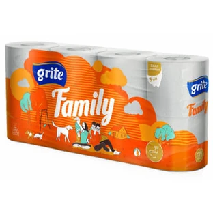 Туалетная бумага Grite Family 3 слоя 8 рулонов