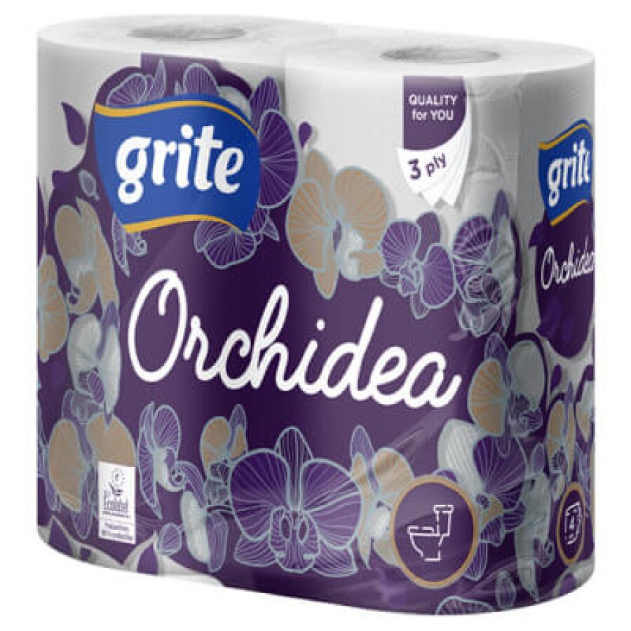 Туалетная бумага Grite Orchidea 3 слоя 4 рулона: цены и характеристики