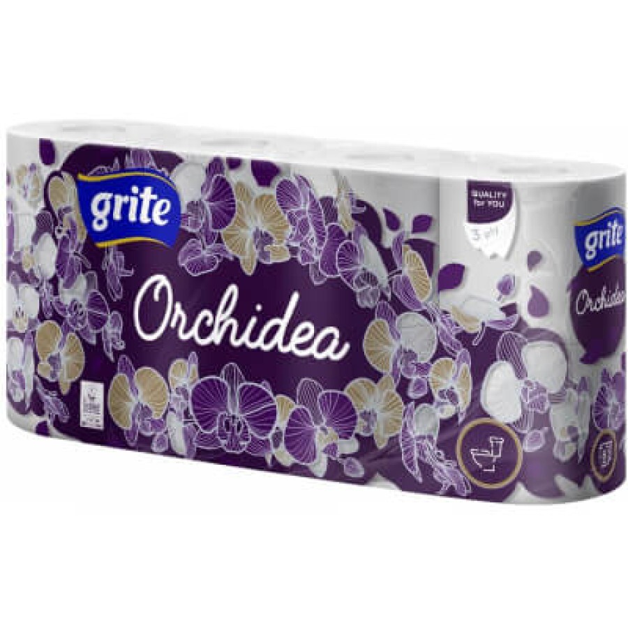 Туалетний папір Grite Orchidea 3 шари 8 рулонів: ціни та характеристики