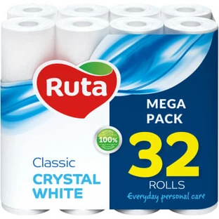 Туалетная бумага Ruta Classic 2 слоя Белая 32 рулона