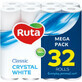 Туалетний папір Ruta Classic 2 шари Білий 32 рулони