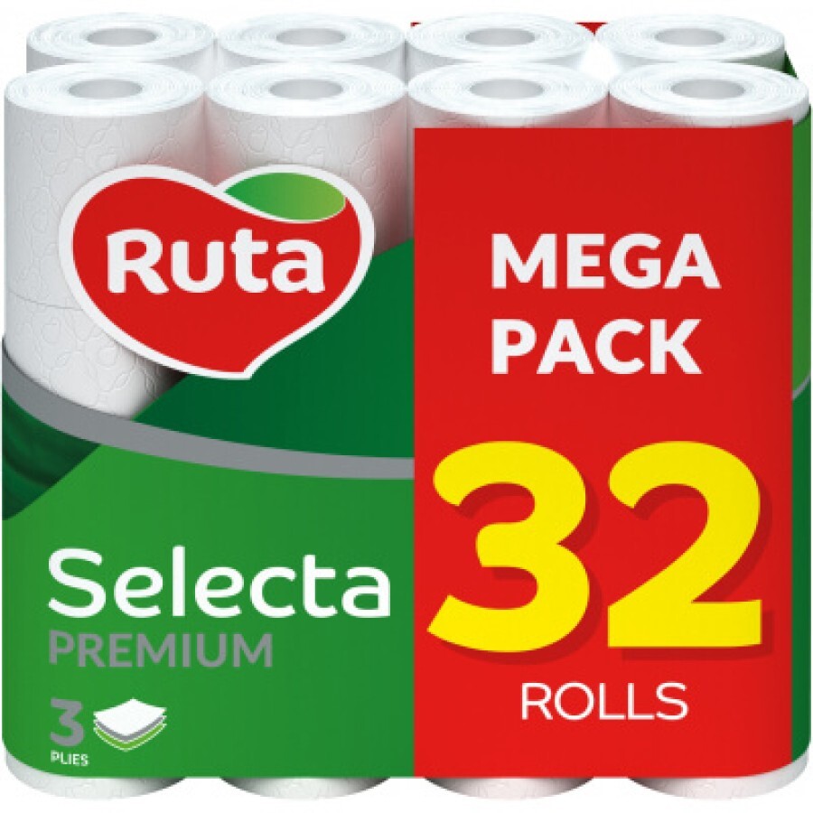 Туалетний папір Ruta Selecta 3 шари 32 рулони: ціни та характеристики