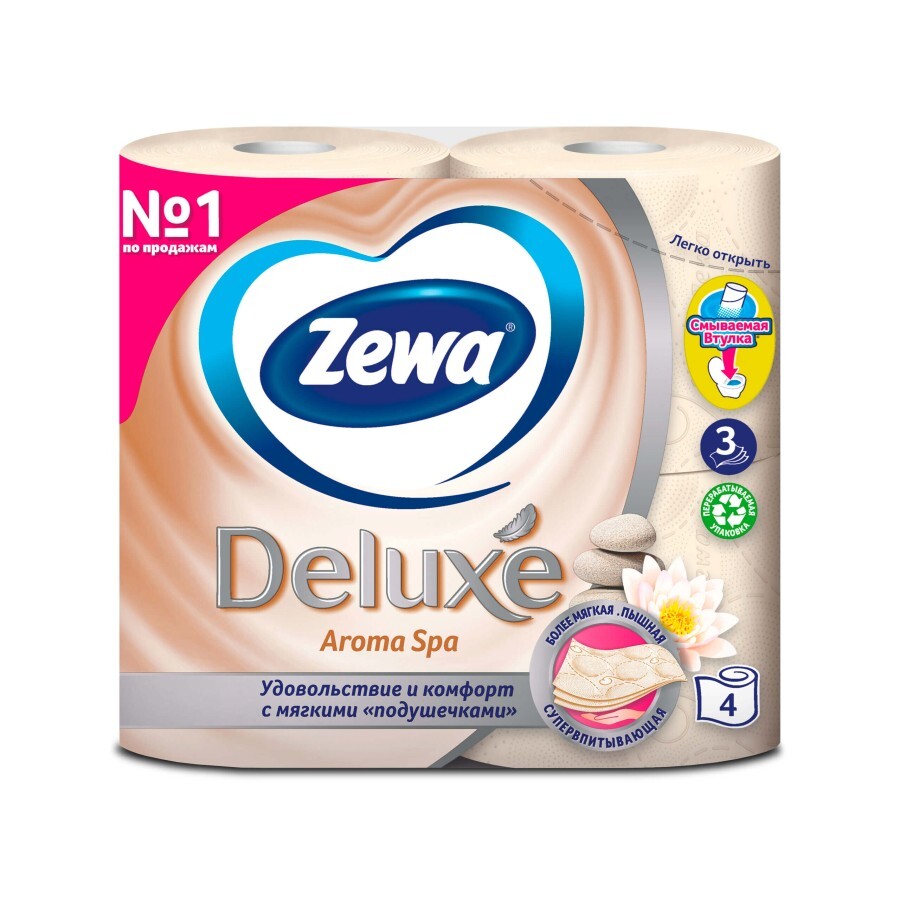 Туалетний папір Zewa Deluxe 3-шаровий Аромат СПА шампань 4 шт: ціни та характеристики
