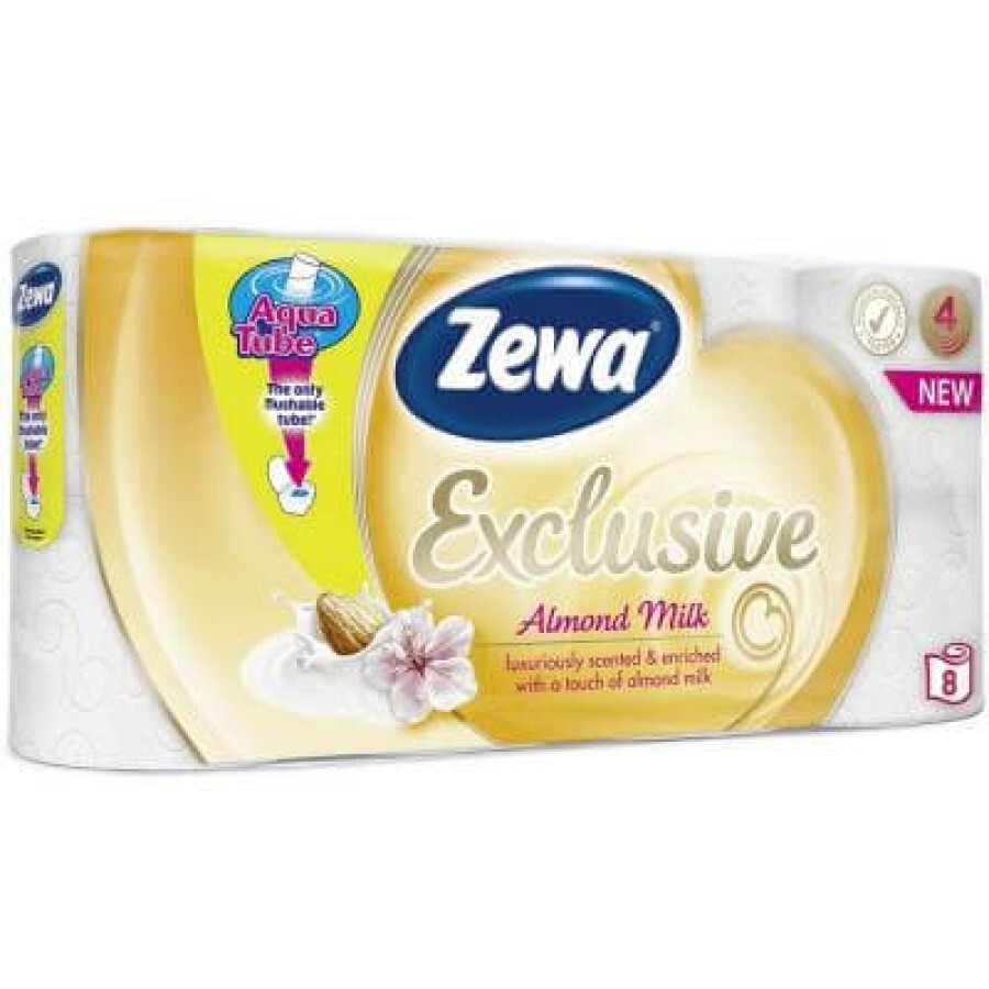 Туалетний папір Zewa Exclusive 4-шаровий Мигдальне молочко 8 шт: ціни та характеристики