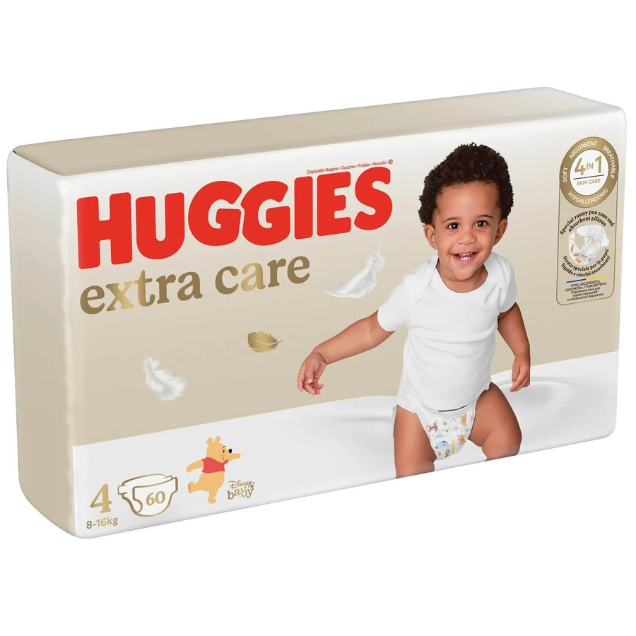 Підгузки Huggies Extra Care 4 (8-16 кг) Mega 60 шт: ціни та характеристики