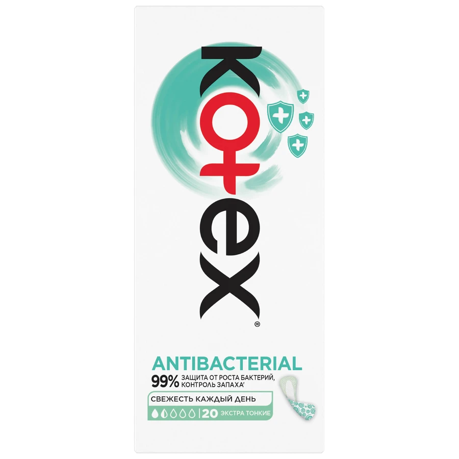 Щоденні прокладки Kotex Antibacterial Extra Thin 20 шт: ціни та характеристики