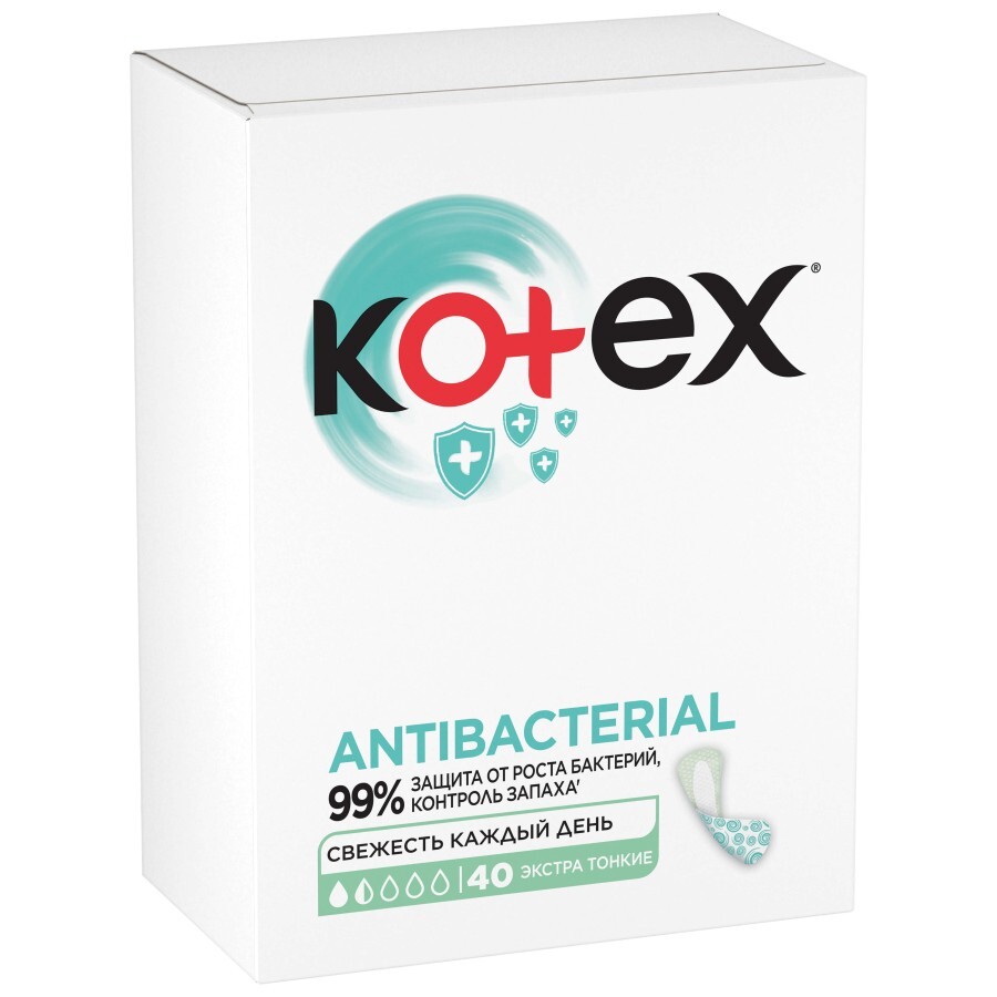 Щоденні прокладки Kotex Antibacterial Extra Thin 40 шт: ціни та характеристики